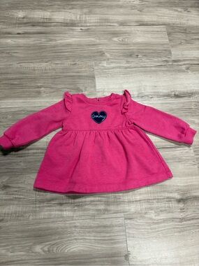 Tommy Hilfiger Baby/Toddler Hot Pink Long Sleeve Dress Heart Patch Baby Size 18m